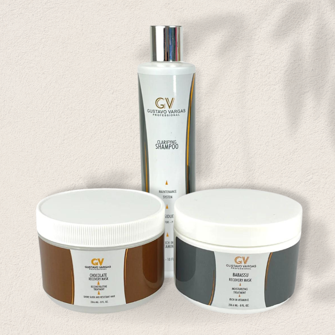 Chocolate, Babassu Mask and Clarifying Shampoo kit