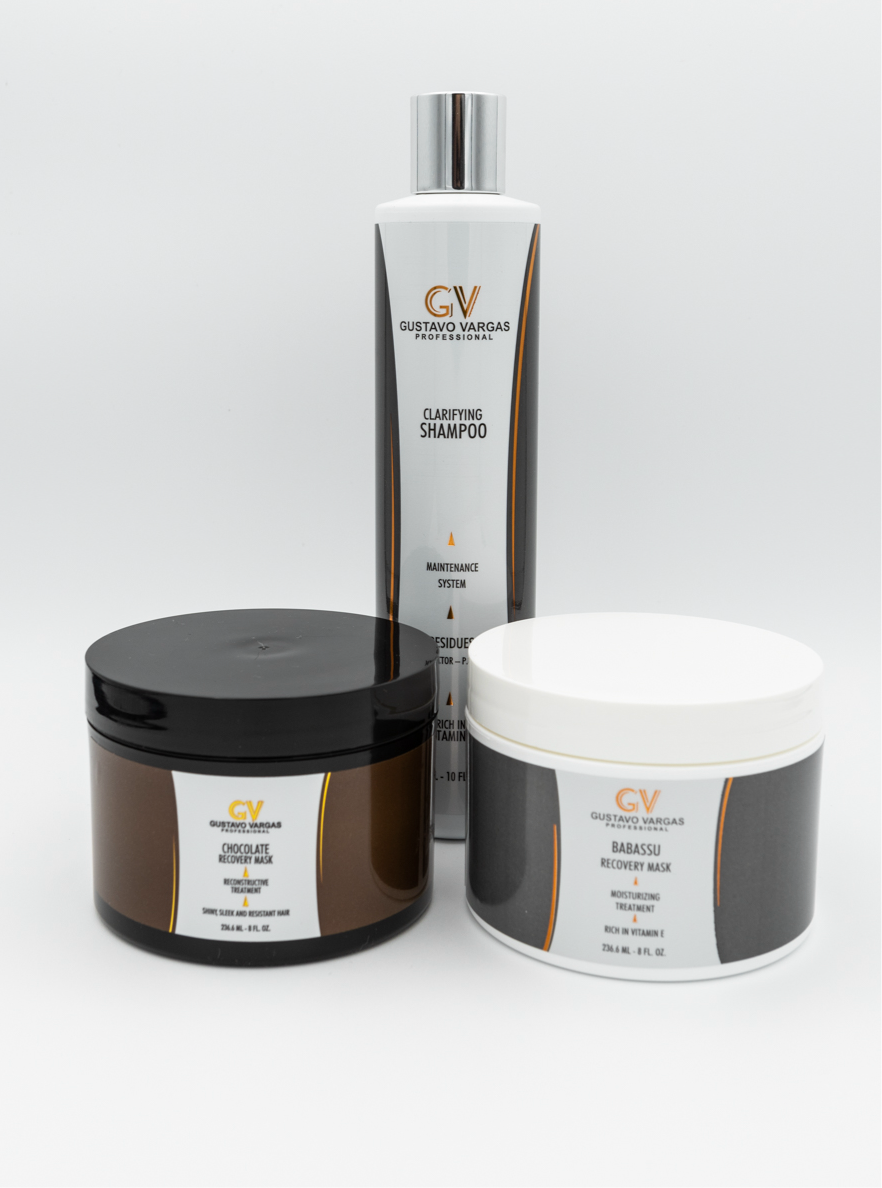 Chocolate, Babassu Mask and Clarifying Shampoo kit